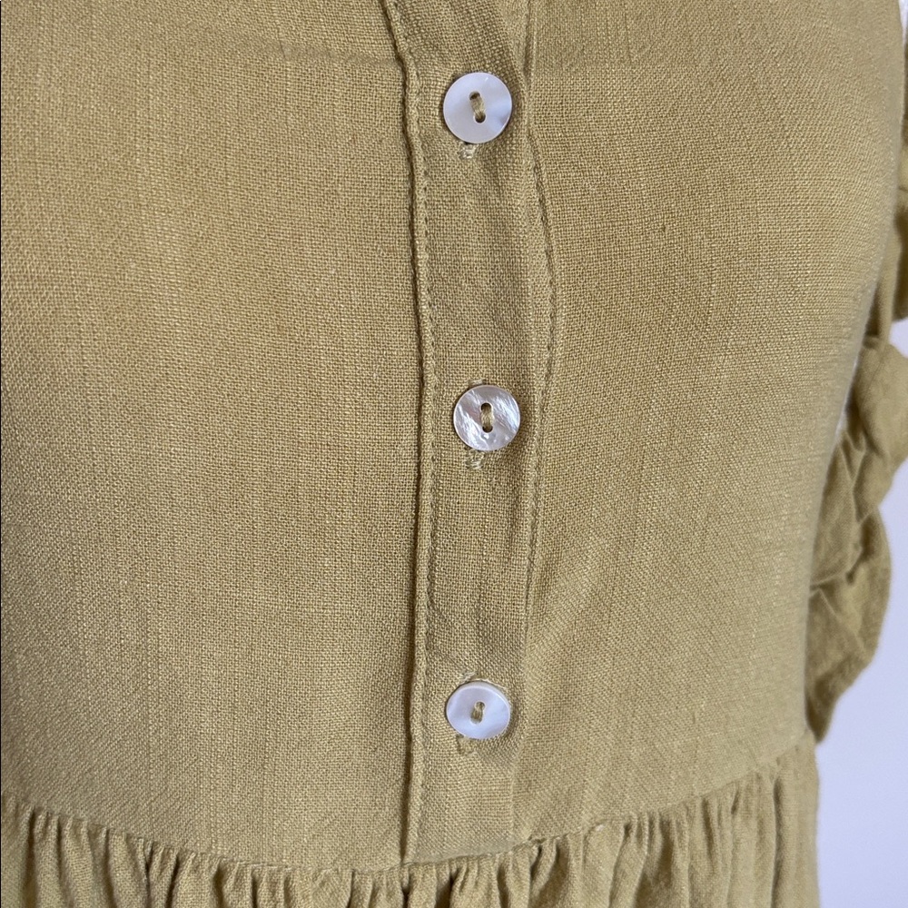 Klesis Small Chartreuse Green Ruffle Lace Mini Dress button down - Picture 6 of 10